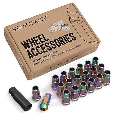 (20) 12x1.5 Lug Nuts | Neochro Neochrome | Cone Seat | Extended Tuner Open Ended • $29.99