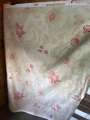 VINTAGE 2015 LAURA ASHLEY PEACH PINK BEIGE FLORAL FABRIC SOLD Per M • £26