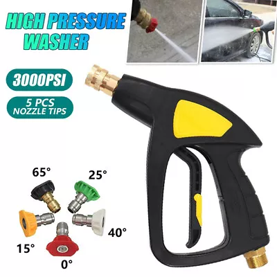 £13.99 • Buy High Pressure 3000PSI Washer Spray Gun 5pcs Nozzle Jet Lance Trigger Wash Water