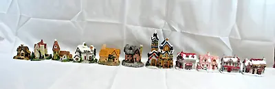 Miniature Ceramic Christmas Village Buildings Asst'd Brands/Sizes 11 Total X1560 • $49.99