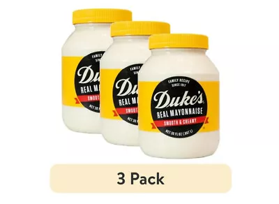 (3 Pack) Duke's Smooth And Creamy Real Mayonnaise 30 Ounce Jar • $13.40