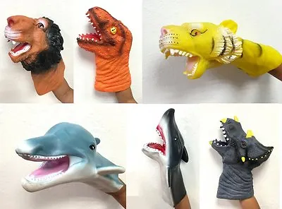 Child Kids Silicone Hand Puppet Gloves Story Telling Dinosaur Shark Lion Tiger • £5.99