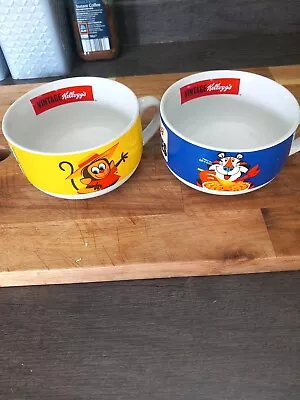 Kelloggs Cereal Bowls/mugs  Frosties/coco Pops 2018  With Handle X 2 • £17
