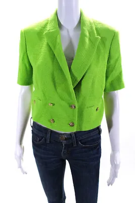 Zara Womens Lime Green Textured Double Breasted Short Sleeve Blazer Size M • $42.69