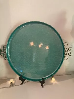 Moire Glaze Kyes Hand Made Serving Tray Turquoise Teal Enamel Mid Century • $30