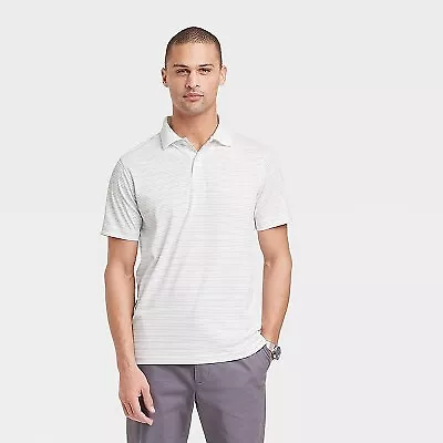 Men's Performance Polo Shirt - Goodfellow & Co White/Striped XXL • $6.99