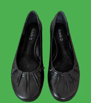 Michelle D. Ziggy001 Flats Shoes Womens Size 6.5 M Black Leather Ballet Style  • $14