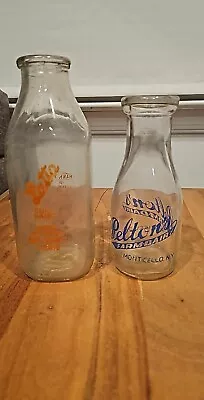 Lot Of 2 Vintage Glass Milk Bottles Pelton's Latta  Free Shipping • $19.99
