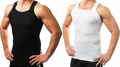 2-4 Packs Men's G-unit Style Cotton Tank Tops Square Cut Muscle Rib A-Shirts • $19.99