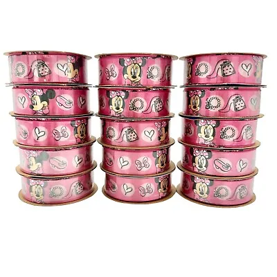 Offray Lot Of 15 Spools Ribbon 7/8 Inch X 9 Feet Pink Minnie Mouse NEW • $55.25