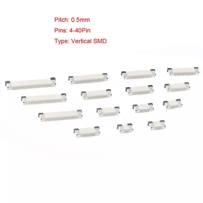 FFC/FPC Connector Socket Pitch 0.5mm 4/6/8/10/12/14-40Pin Vertical Patch SMD • $1.66