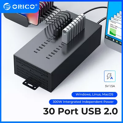 ORICO Industrial USB Hub 300W Powered Data Hub 30Port USB2.0 Splitter Full Metal • $126.99