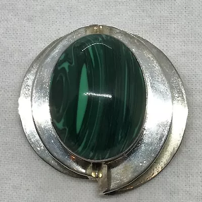 Vintage  TP-46   925 Sterling Silver  Taxco Mexico  Green Malachite  Pendant • $149.99