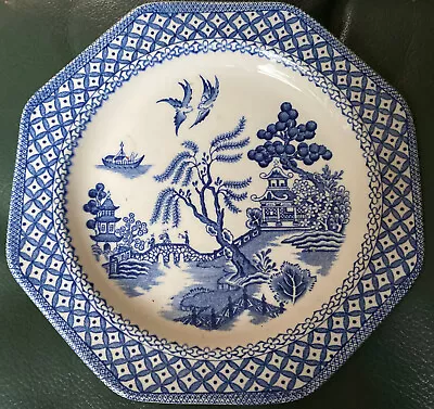 Royal Staffordshire J&G Meakin Ironstone Willow Pattern Octagonal Plate BD35 • £15