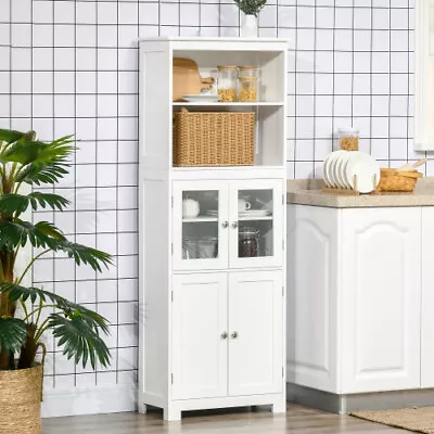 63  Small Buffet Hutch 4 Door Kitchen Pantry Storage Cabinet Adjustable Shelf • $220