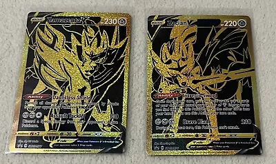 Pokemon Zacian V SWSH076 And Zamazenta V SWSH077 Gold Ultra Premium Promo M/NM • $40