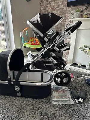 Icandy Peach Travel System Pram In Black And Silver • £500