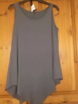 £34 • Buy Yong Kim 10 Longline Vest Top Slate  Handkerchief Hem Modal