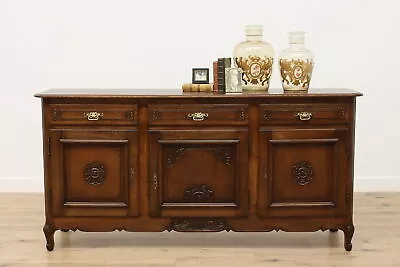 Country French Antique Carved Oak Buffet Server TV Console #48718 • $1850