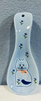 Vintage Hand Crafted Otagari Japan 8.5” Blue Glazed Ceramic Cat Spoon Rest • $14.99