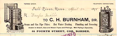 1895 C H Burnham Steam & Gas Pipe Fitter Hot Water Heating Plumbing Sewering • $12.99