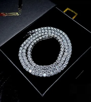 Round Cut Tennis Chain For Unisex 925 White Gold Plated VVS1 Moissanite Necklace • $869.99