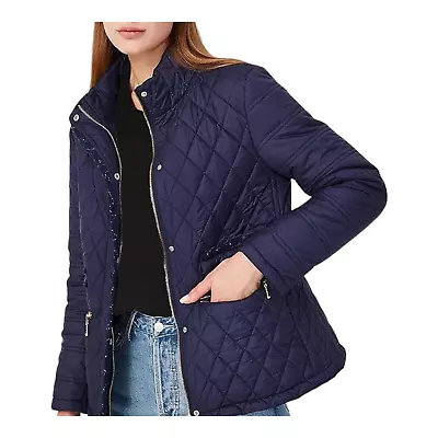 Women's Large Down Jacket Ultralight Navy Quilted  Stand Collar • $29.99