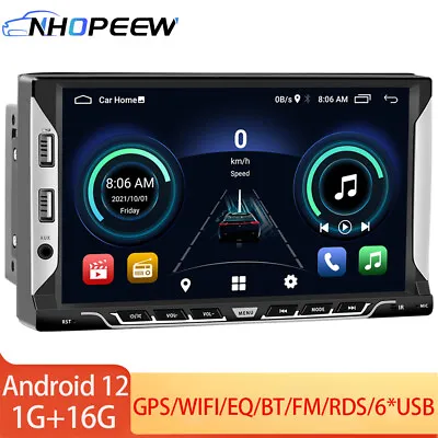 £49.99 • Buy Double 2Din Car Radio Stereo Android 12 GPS Sat Nav FM Bluetooth 6*USB Head Unit
