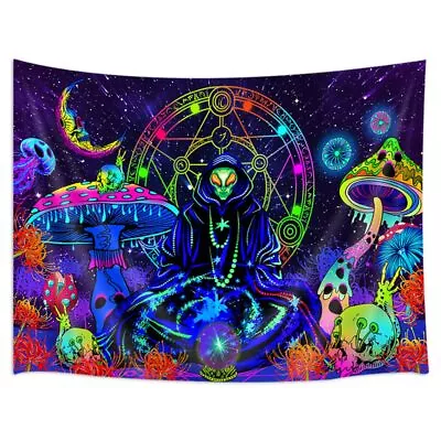 Aliens Zen Master Mushroom Trippy Extra Large Tapestry Wall Hanging Fabric Decor • $13.36