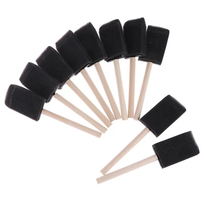 $4.13 • Buy 10Pcs Foam Sponge Brushes Wooden Handle Paint Drawing Craft Artist A'BI