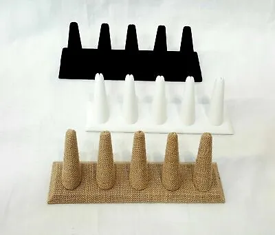 NEW 5 Ring Finger Jewelry Display Velvet Leather Linen Countertop Ring Holder • $9.50