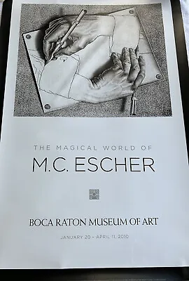 Authentic Rare M.C.Escher Drawing Hands Vintage 2010 Boca Raton Exhibit Poster • $29