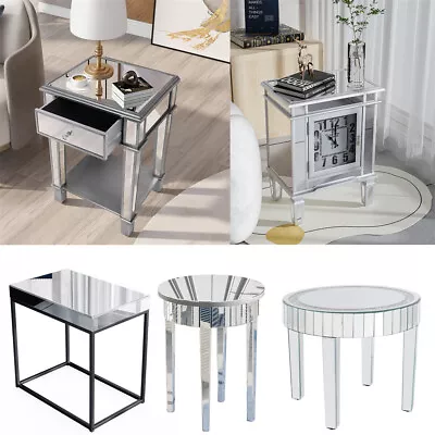 High-end Bedside Mirrored Cabinet Nightstand Small Coffee Side End Tables Drawer • $179.95