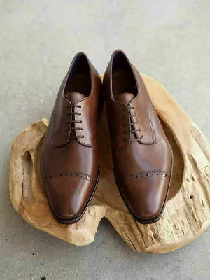 Handmade Oxford Wingtip Formal Leather Shoes- Handcrafted Lace Up Shoes For Men • £139.99