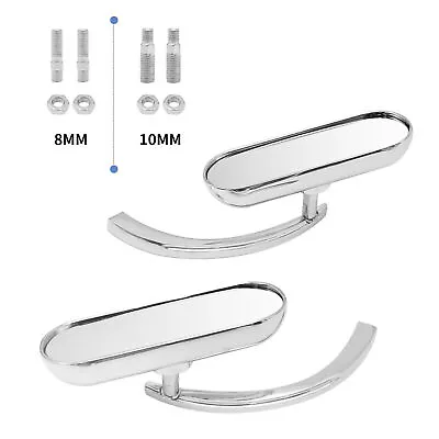 1Pair 8mm&10mm Oval Motorcycle Rear View Side Mirrors Chrome For Harley Davidson • $26.44