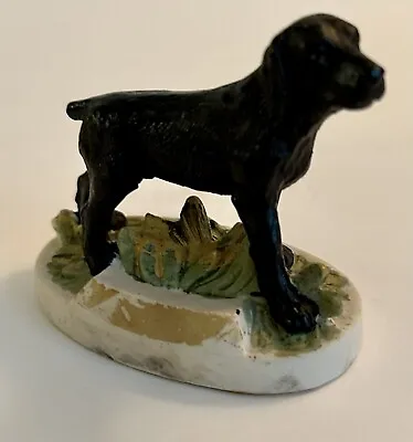 Black Hunting Dog Figurine Blank Name Plate ￼3.5” X 3.25” Vintage • $10.50