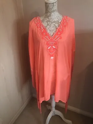 Beautiful Fringed Peach Beach Top. BUTTERFLY By Matthew Williamson. Size 10. • £1.99