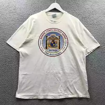 Vintage 1996 75th Anniversary Marine Corps Recruit Depot T-Shirt Men's XL White • $12.99