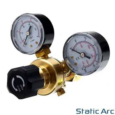 Gas Bottle Pressure Flow Regulator Dual Gauge Argon Co2 Nitrogen Mig Tig Welding • £19.99