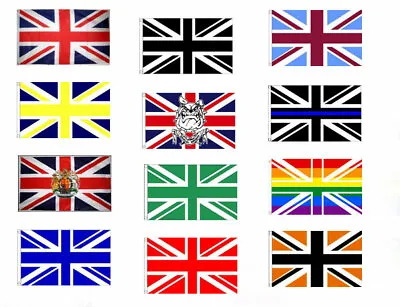 UNION JACK FLAGS Black White Red Green Bulldog Royal Blue Orange Gold Navy Etc • £6