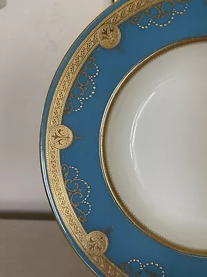 RARE Tiffany & Co. New York MINTONS England TURQUOISE GOLD Rim Soup Bowl Plate • $149.99