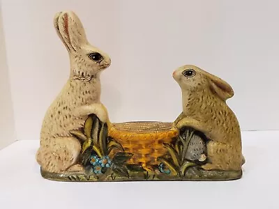 GORHAM Three Bunnies With Basket - VAILLANCOURT By GORHAM 1987 - Hand Painted • $54.95