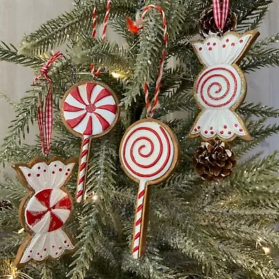 Iced Gingerbread Biscuit Sweet Lollipop Christmas Resin Tree Decoration Hanging  • £5.89