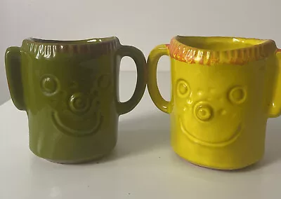 Set People Lover Mug Smiley Face Jean Ellsworth Pacific Stoneware Oregon Vintage • $58.64