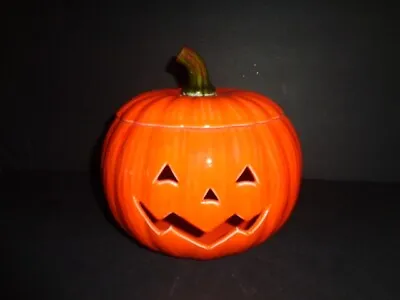 Vintage  Hand Painted Halloween Ceramic Pumpkin Jack-O’-Lantern  Light Up 7.5  • $25.49