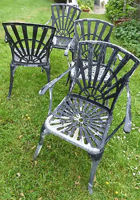 £240 • Buy CAST ALUMINIUM ROUND GARDEN TABLE, SIDE TABLE & 4 X CHAIRS SET - REPAINT PROJECT