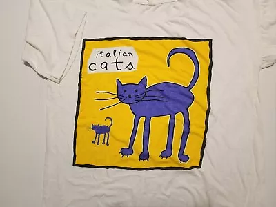 Vintage 1980-90s Italian Cats Cartoon Art Thin Single Stitch Large Shirt • $20