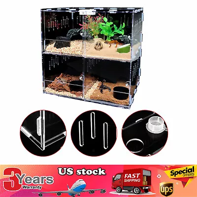 4 Grids Tank Transparent Pet Reptile Snake Breeding Box Acrylic Climbing Tank Bo • $33.84