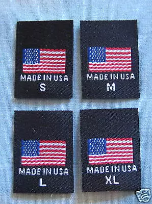 240 Pcs Black Clothing Woven Labels - Made In U.s.a. American Flag S M L Xl • $19.99