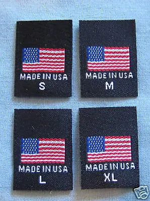 500 Pcs Black American Flag Made In Usa Woven Clothing Size Tags - Smlxl • $28.99